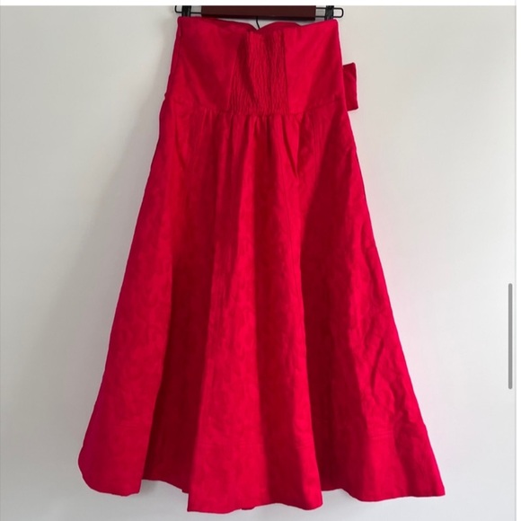 NWT Anthropologie  Jacquard  floral print Strapless Midi Dress - Picture 12 of 16